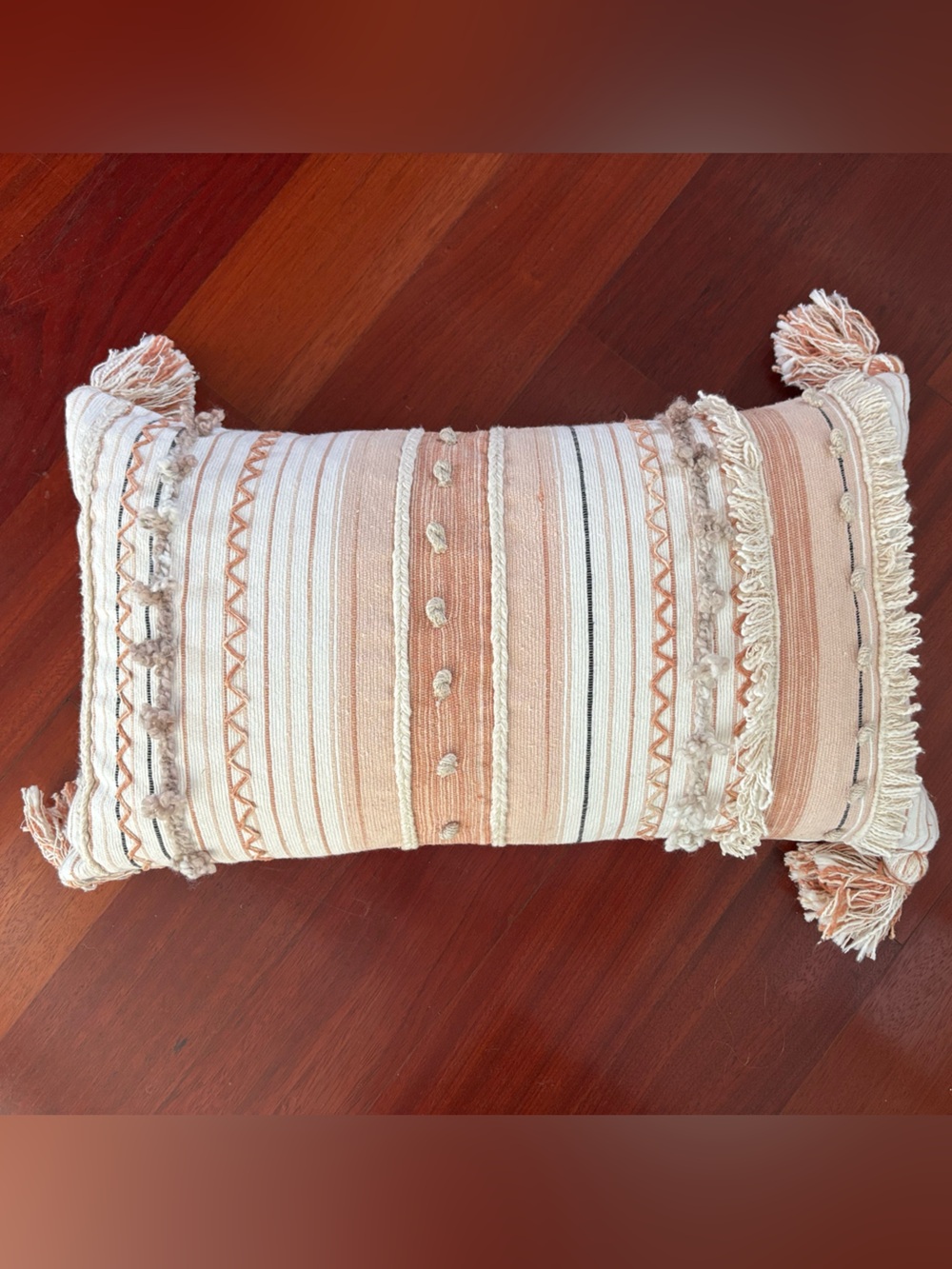 Boho Textured Throw Pillow in Blush Pink by K+K